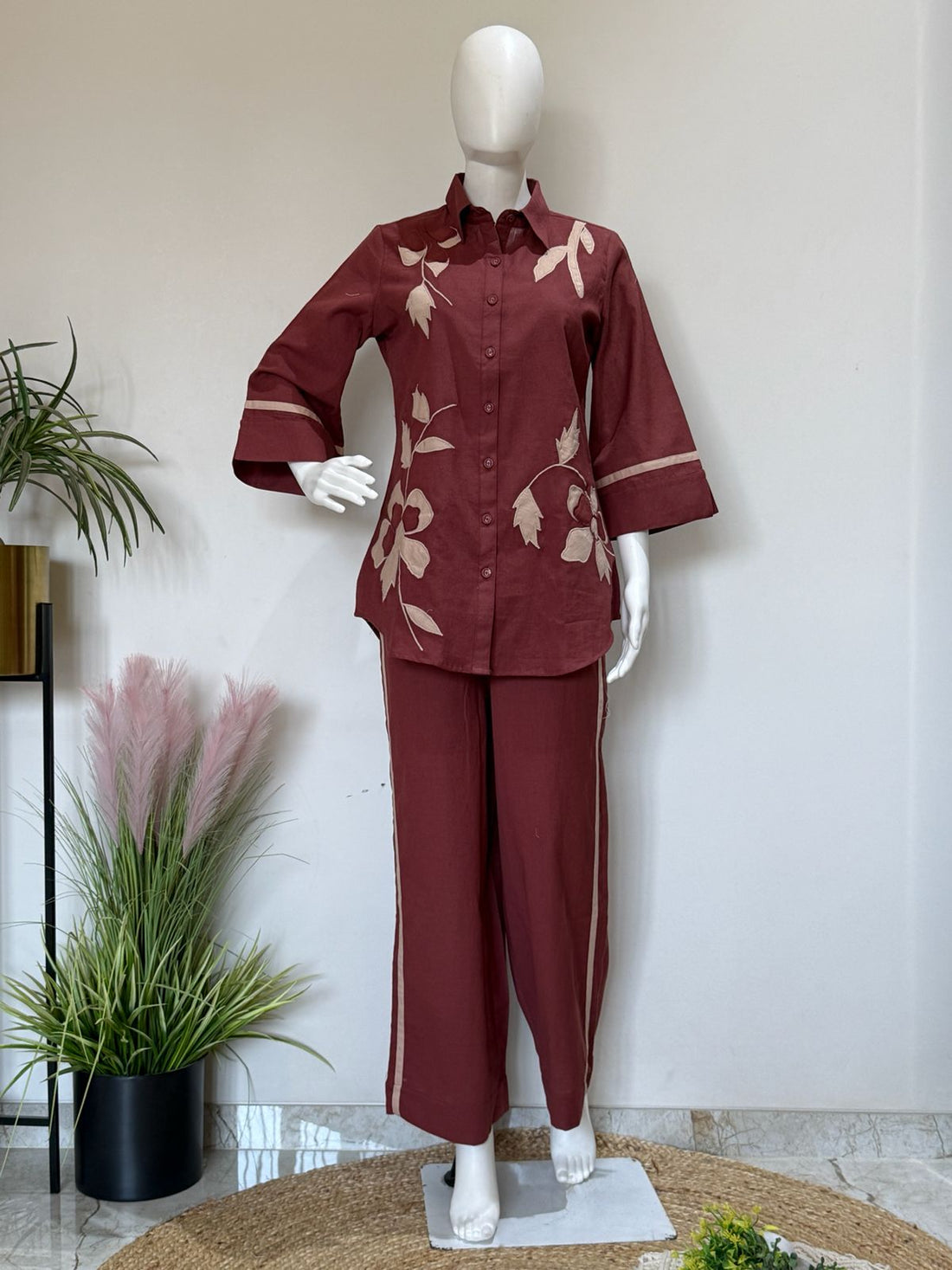 Flex Cotton Cord Set With Applique Detailing | Stylish Casual Co-Ord Set