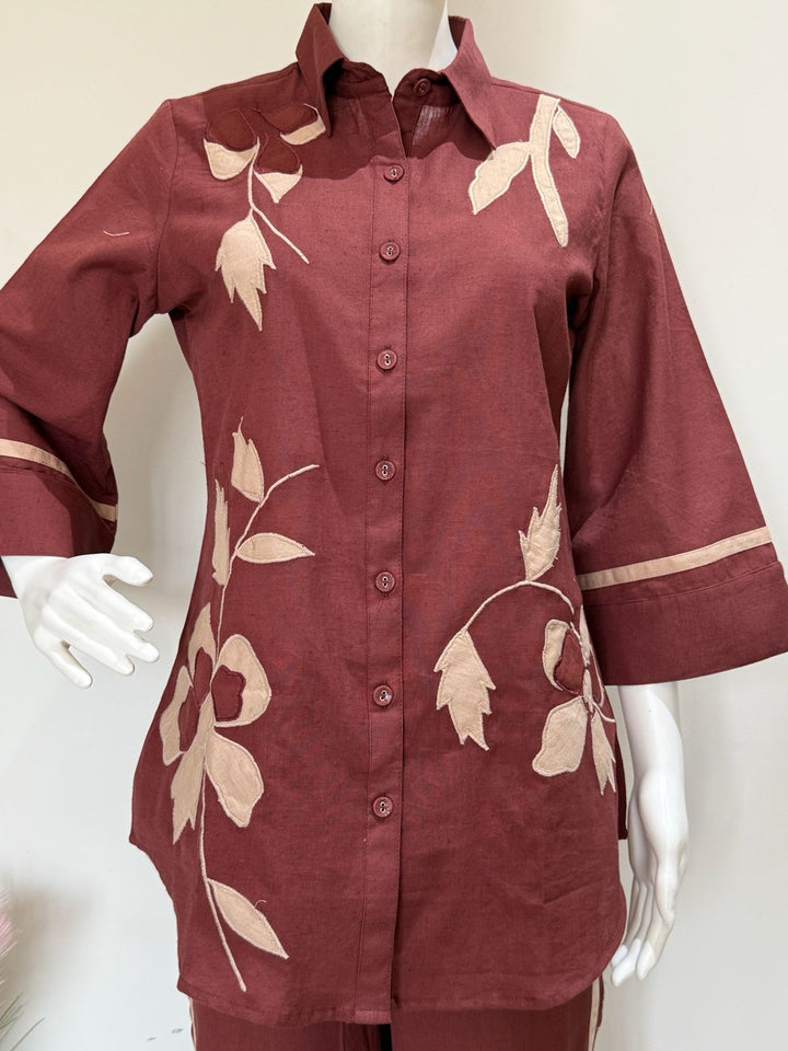 Flex Cotton Cord Set With Applique Detailing | Stylish Casual Co-Ord Set