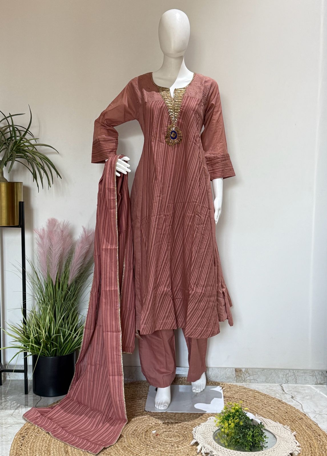 Premium Mul Cotton A-Line Dress With Heavy Handwork Detailing | Super Comfortable Viral Ethnic Wear