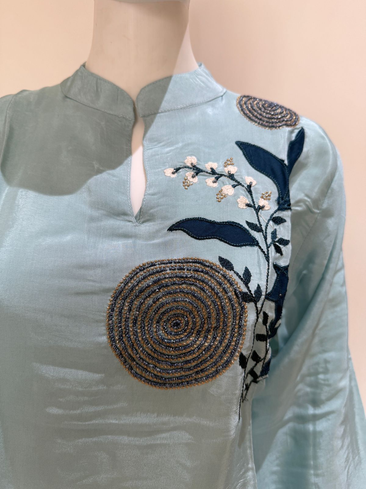 Sky Blue Embroidered Co-ord Set | Stylish 2 Pc Kurti Pant Set | Casual, Office & Party Wear Outfit