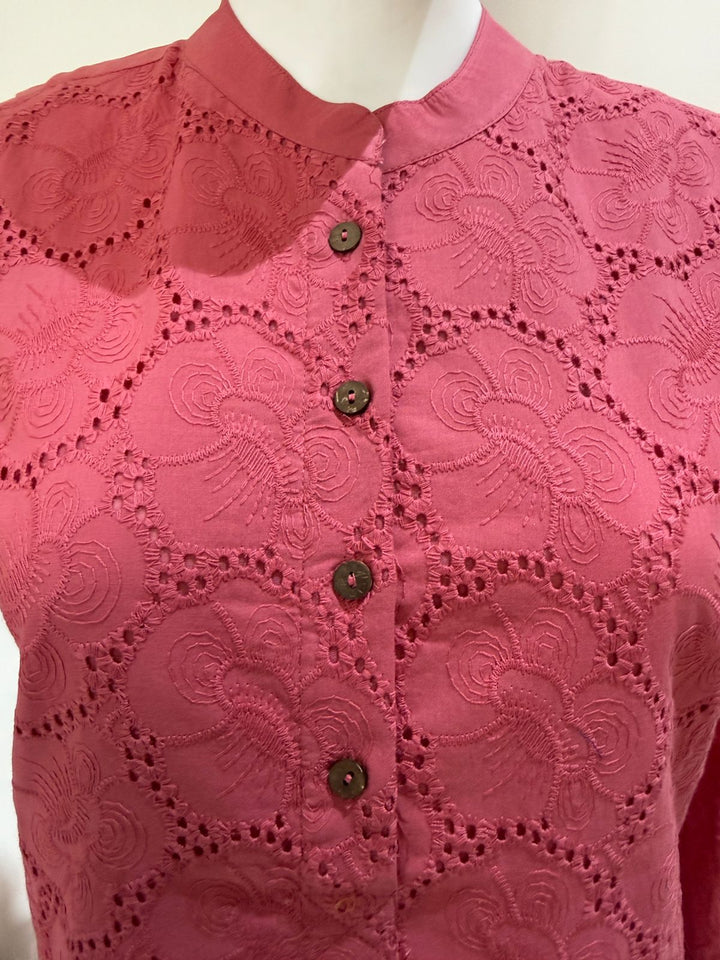 Pink Embroidered Cotton Kurti Pant Set | Stylish 2 Pc Ethnic Wear Set | Casual & Office Wear