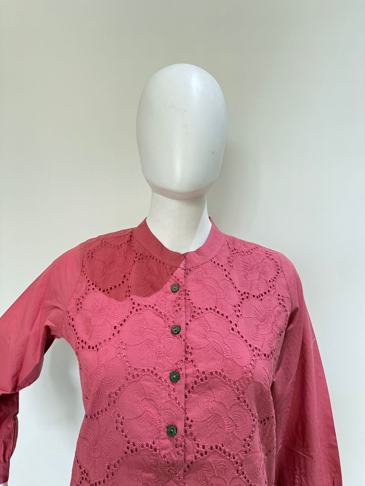 Pink Embroidered Cotton Kurti Pant Set | Stylish 2 Pc Ethnic Wear Set | Casual & Office Wear