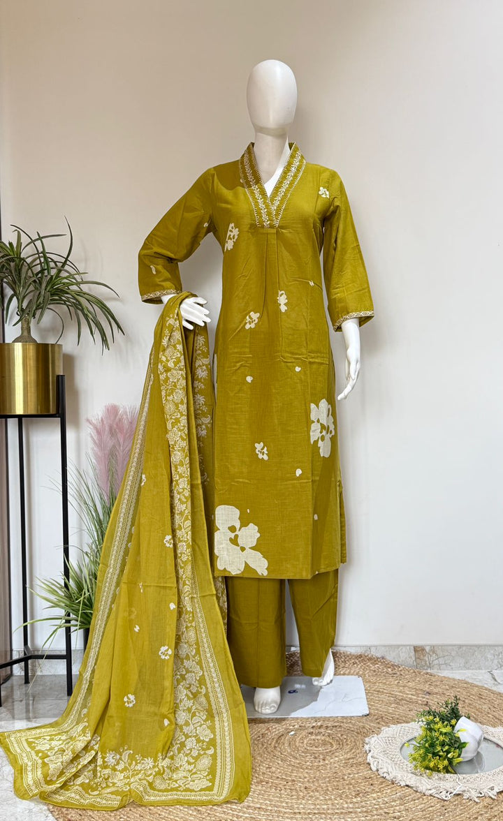 Premium Cotton Floral Print Suit Set with Dupatta