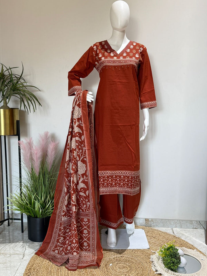 Premium Cotton Printed Suit Set with Dupatta