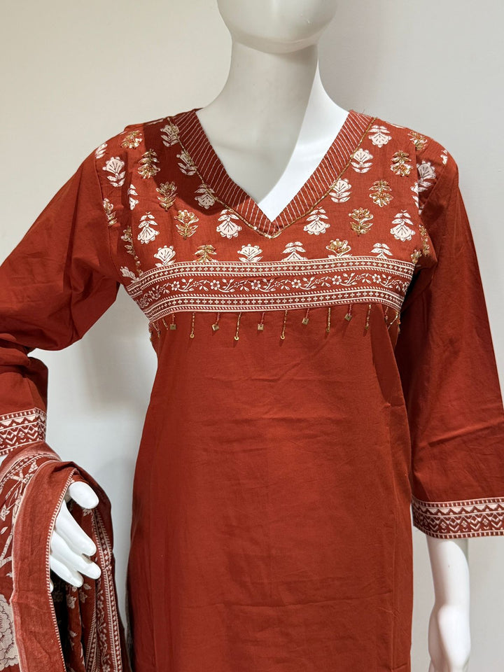 Premium Cotton Printed Suit Set with Dupatta