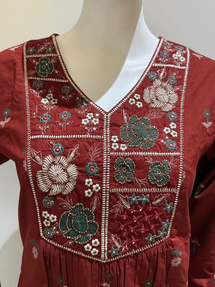 Pure Cotton 3 Piece Suit Set with Palazzo & Dupatta