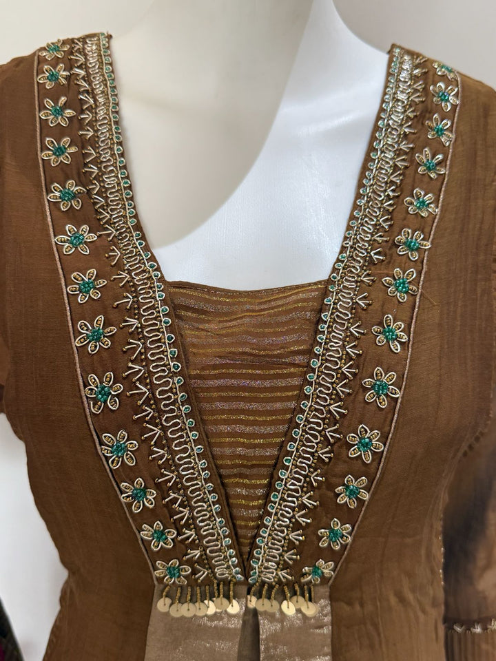 Original Banarasi Mul Chanderi with Handwork detailing Party Wear Suit Set