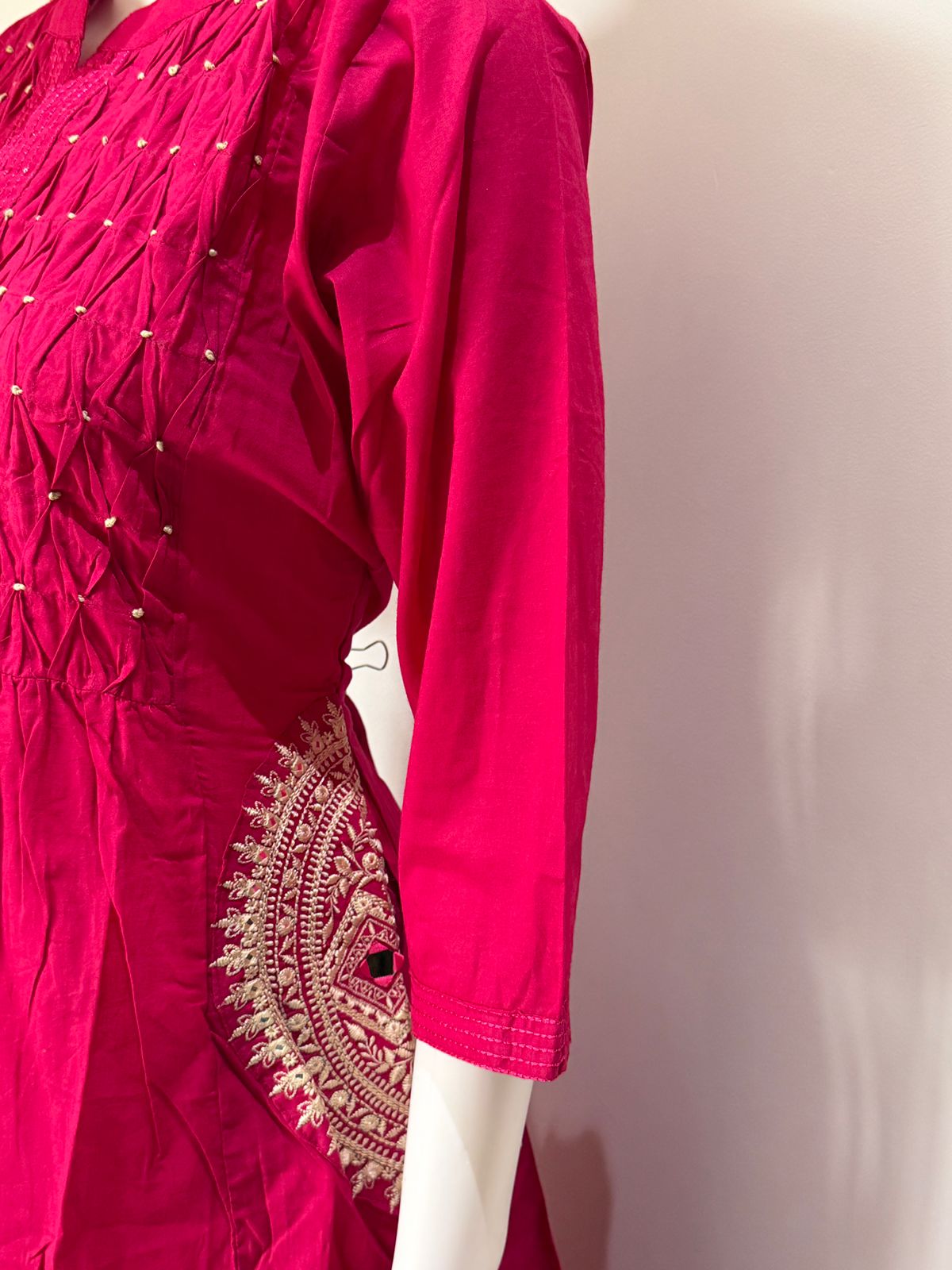 Dark Pink Embroidered Anarkali Suit Set with Dupatta