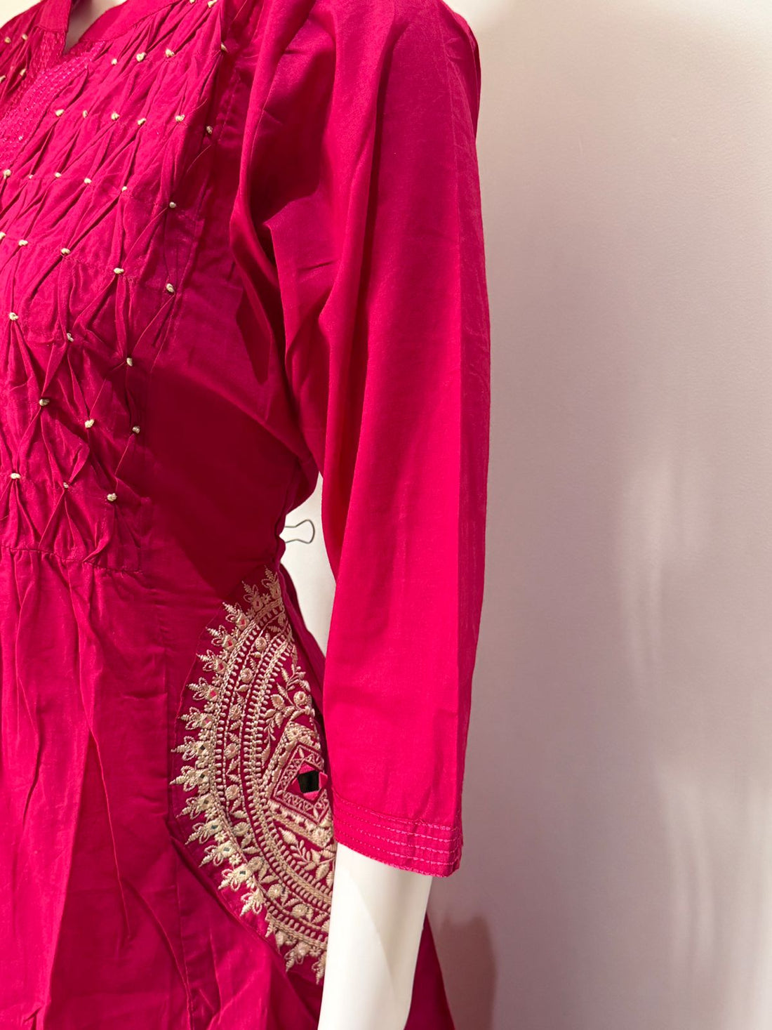 Dark Pink Embroidered Anarkali Suit Set with Dupatta