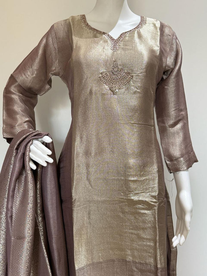 Zirraf Tissue Handwork Suit Set with Dupatta | Premium Party Wear