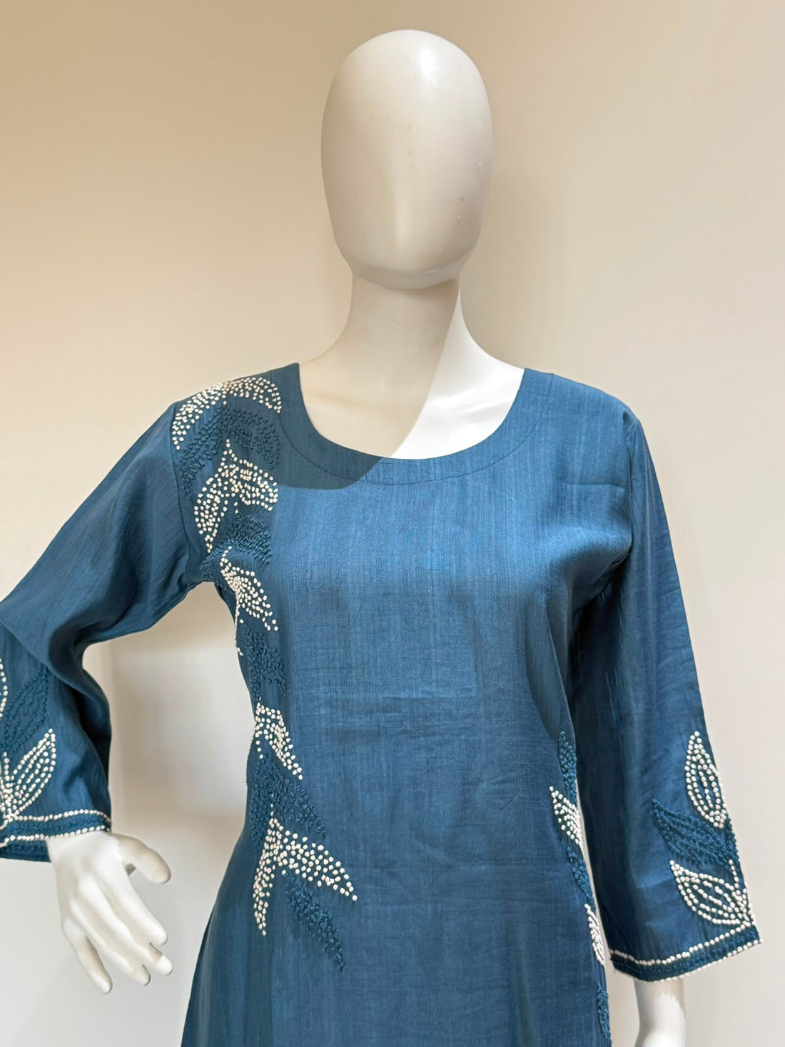 Steel Blue Roman Silk Embellished Co-ord Set