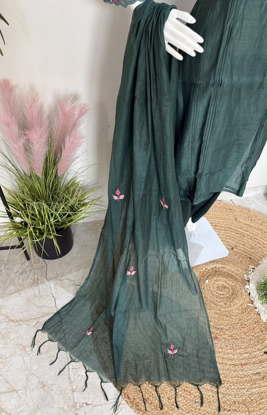 Emerald Banarasi Mul Chanderi Straight Suit Set with Chanderi Dupatta