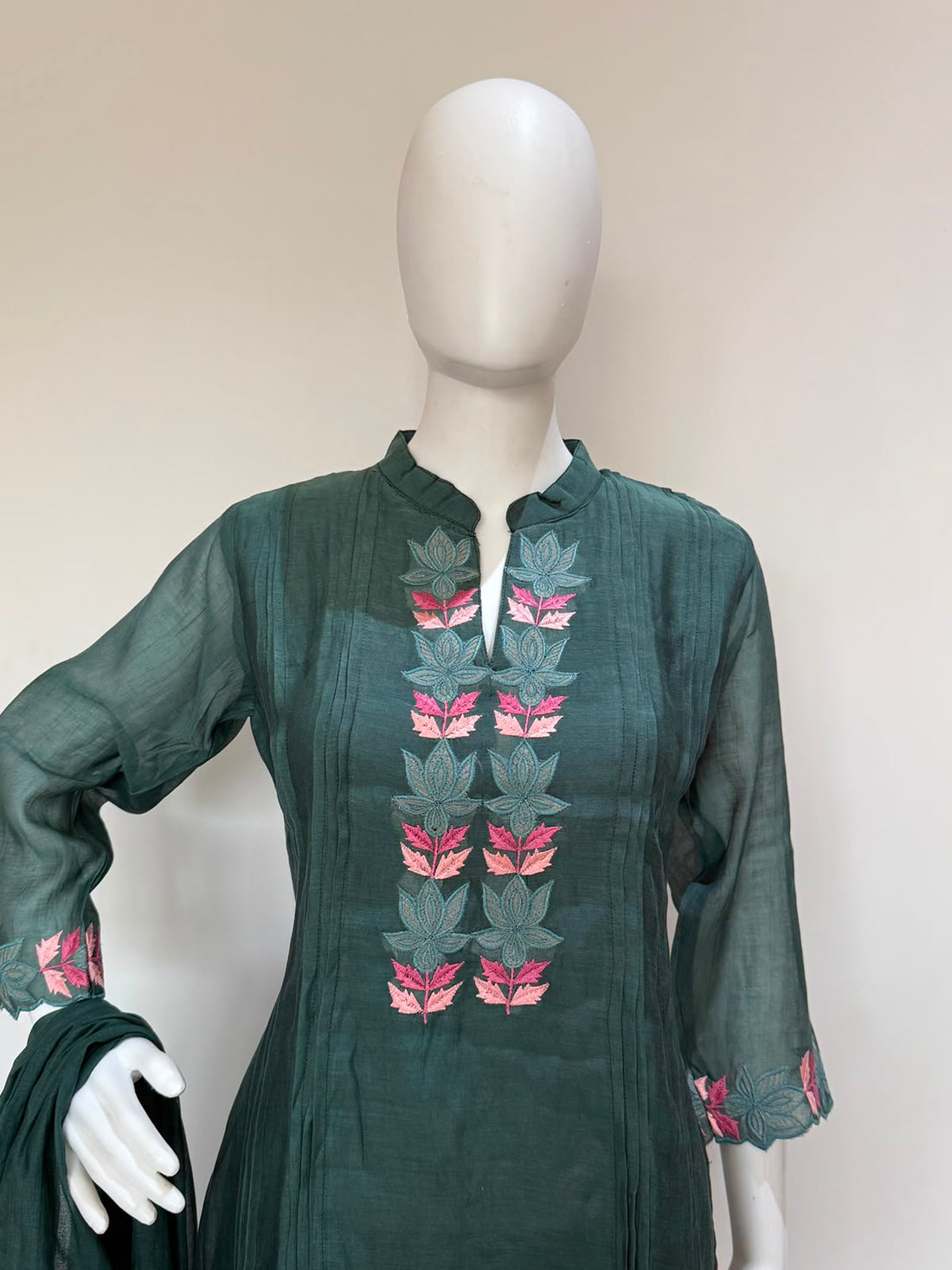 Emerald Banarasi Mul Chanderi Straight Suit Set with Chanderi Dupatta