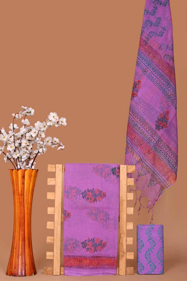 Rangritii Hand Block Printed Kota Cotton Dress Material Set – Multi Colour Collection