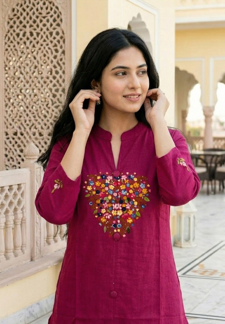 Roman Silk Embroidered Co-Ord Set | Designer 2 Piece Coord Set