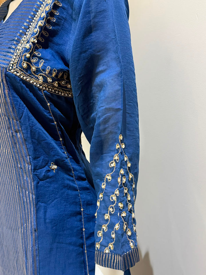 Pure Mul Chanderi A-Line Kurta Pant Set with Dupatta | Festive Ethnic Wear | Rangritii