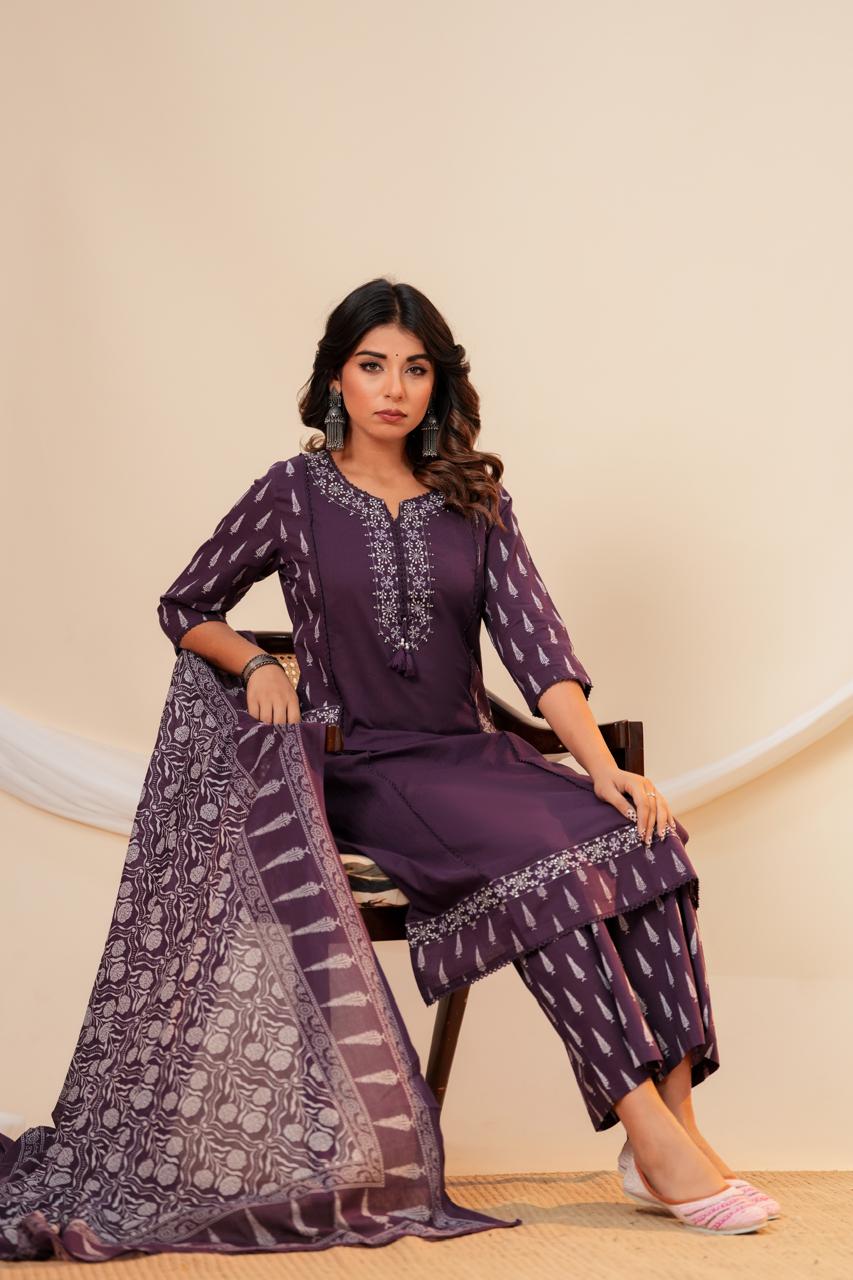 Pure Cotton Printed Suit Set with Dupatta | 3 Piece Ethnic Wear