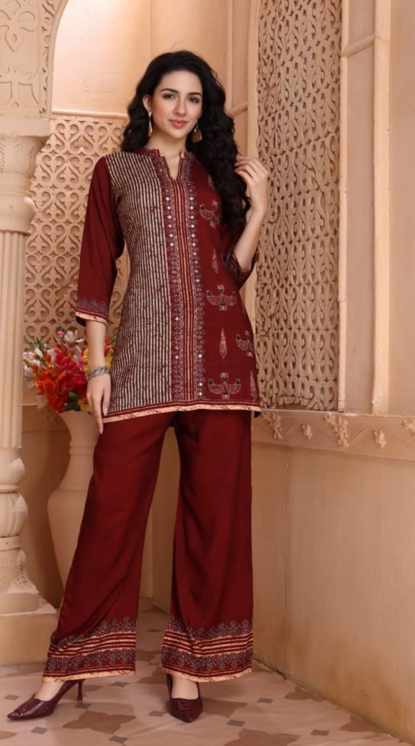 Premium Rayon Printed Co-Ord Set  | Stylish Kurta Pant Set | Rangritii