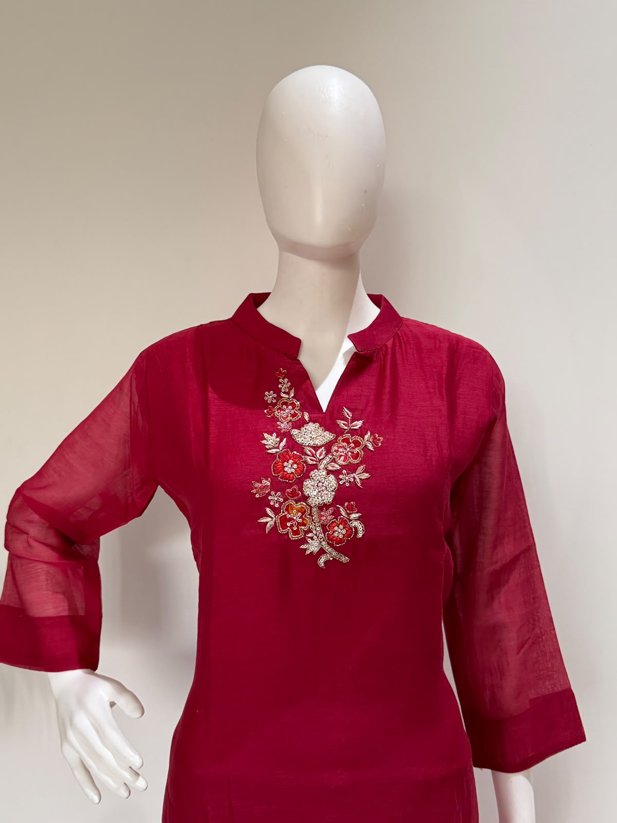Pure Chanderi Handwork Kurta Pant Set | Premium Festive Wear