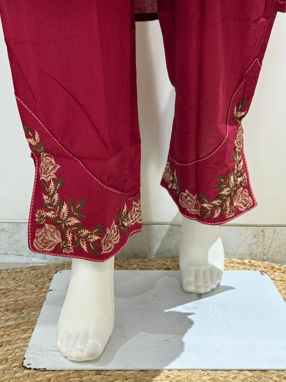 Pure Cotton Embroidered Straight Fit Kurta Pant Set with Dupatta