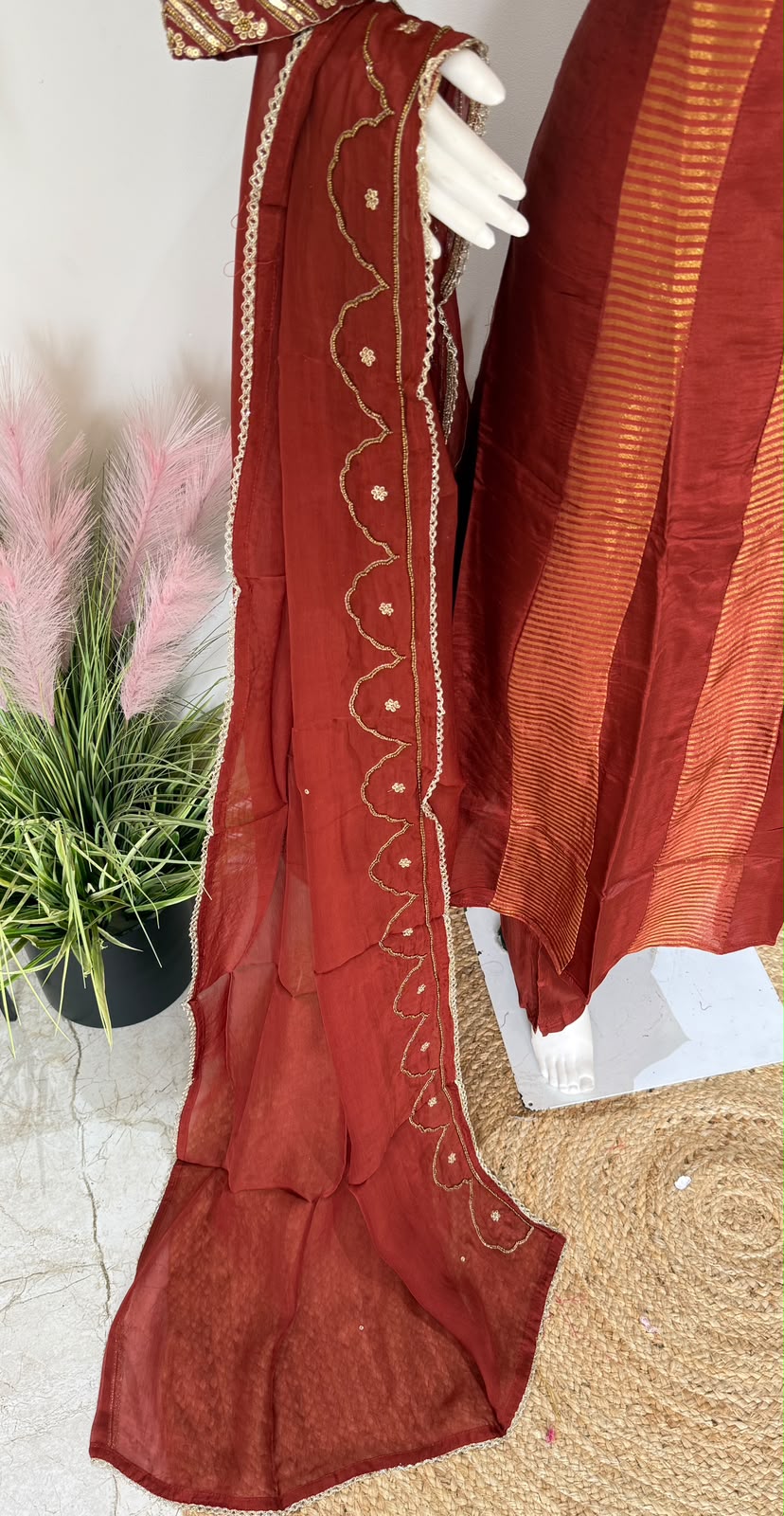 Rashion Silk Handwork Kurta Pant Set with Dupatta| Festive Wear