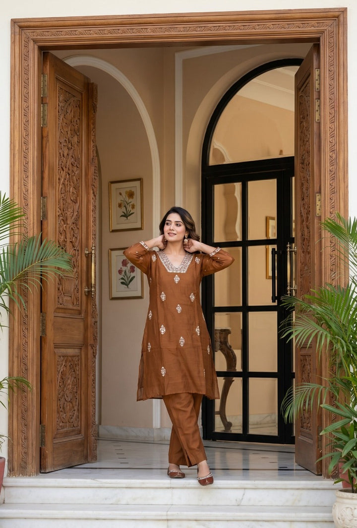 Pure Mul Chanderi Co-Ord Set with Handwork | Premium Ethnic Kurta Pant Set | Party & Festive Wear