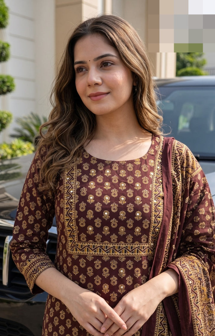 Pure Cotton Printed Kurta Pant Dupatta Set | 3 Piece Ethnic Wear | Daily & Festive Wear