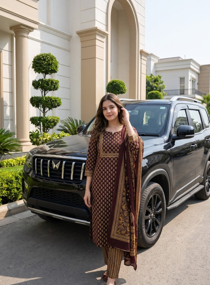 Pure Cotton Printed Kurta Pant Dupatta Set | 3 Piece Ethnic Wear | Daily & Festive Wear
