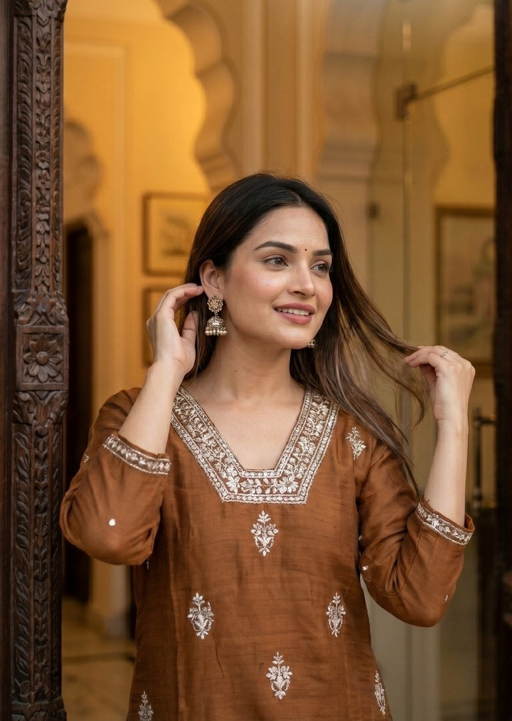 Pure Mul Chanderi Co-Ord Set with Handwork | Premium Ethnic Kurta Pant Set | Party & Festive Wear