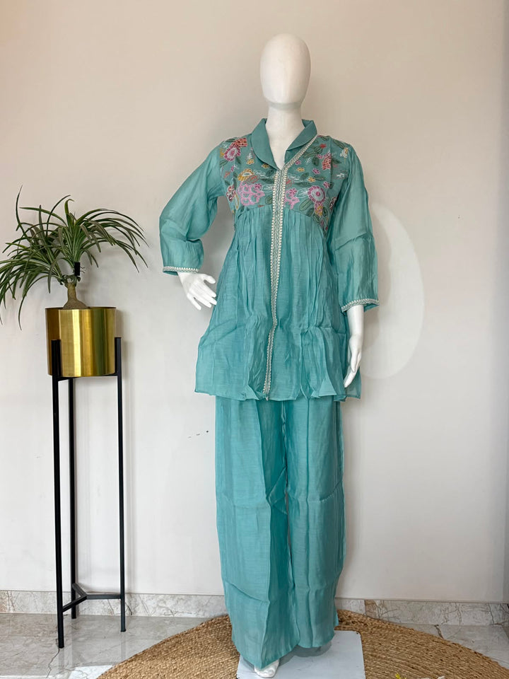 Chanderi Silk Embroidered Co-ord Set with Lining | Ethnic Wear
