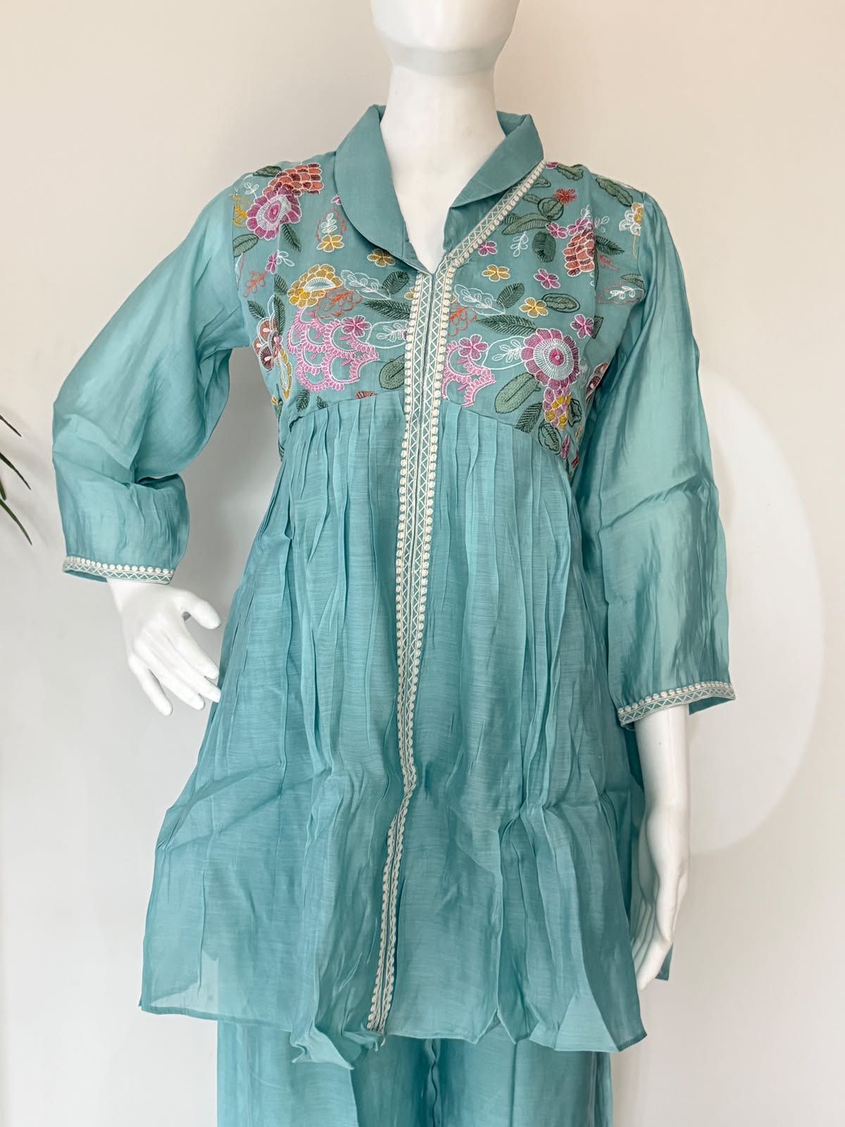 Chanderi Silk Embroidered Co-ord Set with Lining | Ethnic Wear