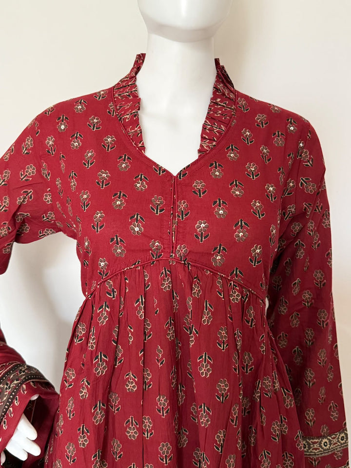 Pure Cotton 3PC Printed Suit Set with Dupatta | Ethnic Kurta Set