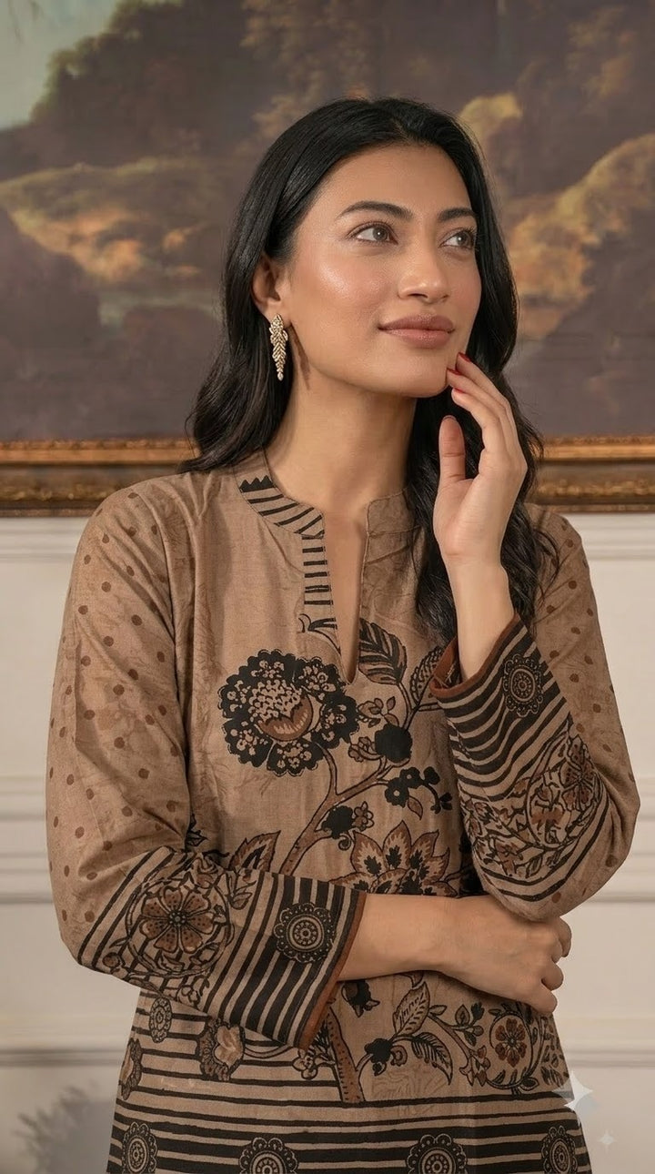 Pure Crepe Printed Cord Set | Elegant Floral Printed Kurta & Palazzo Set