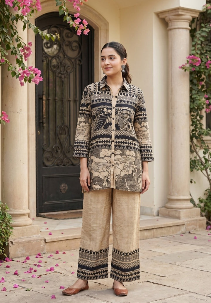 Pure Muslin Cord Set – Printed Co-Ord Set