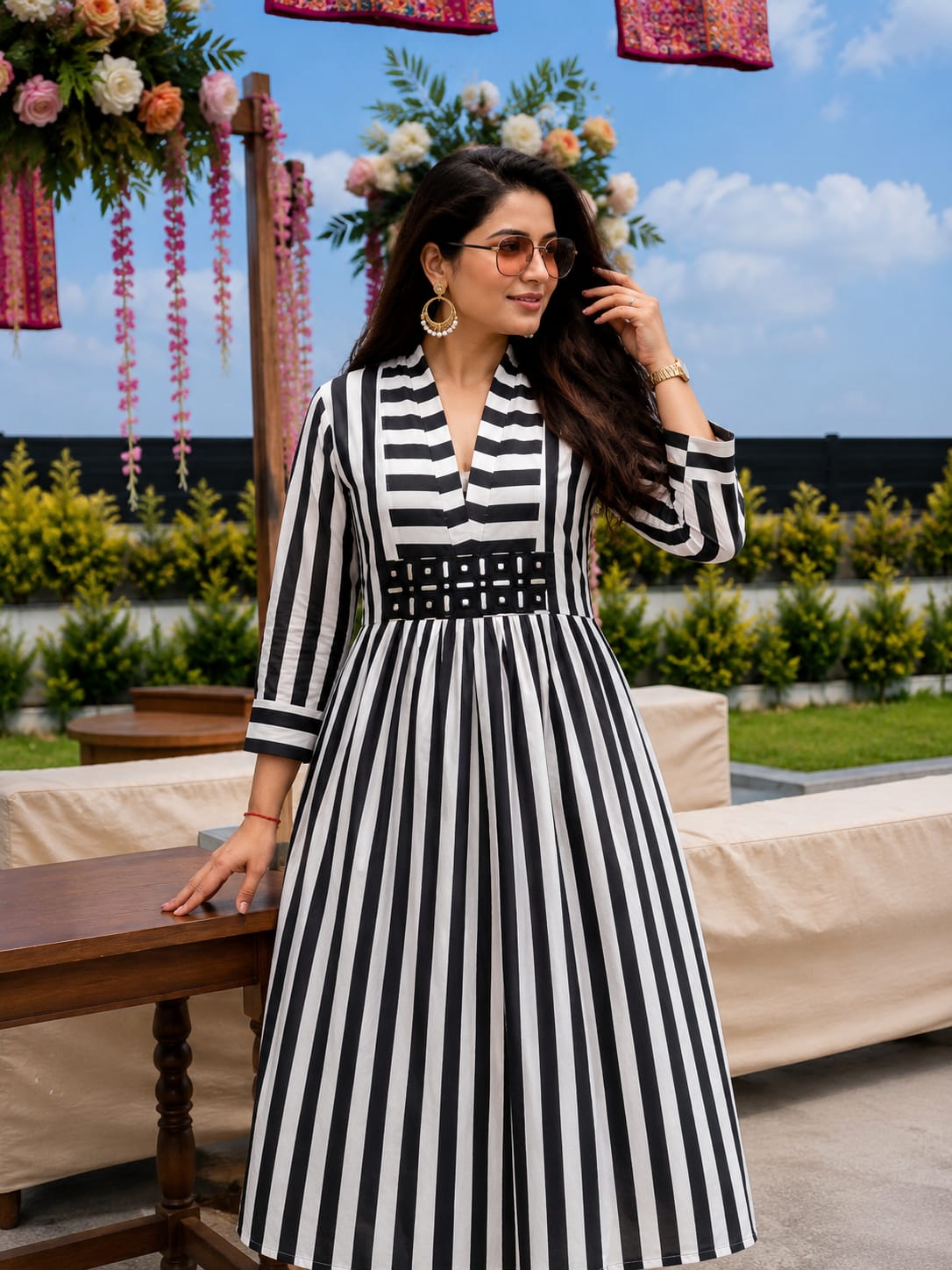 Dabu Cotton Printed Anarkali Dress | 1 Piece Ethnic Kurti