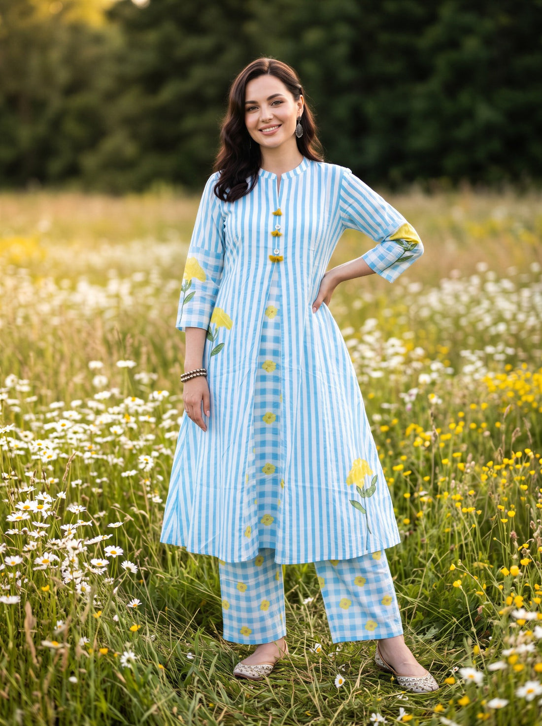 Pure Cotton Printed 2 Piece Kurti Set | Cotton Kurta Plazo Set