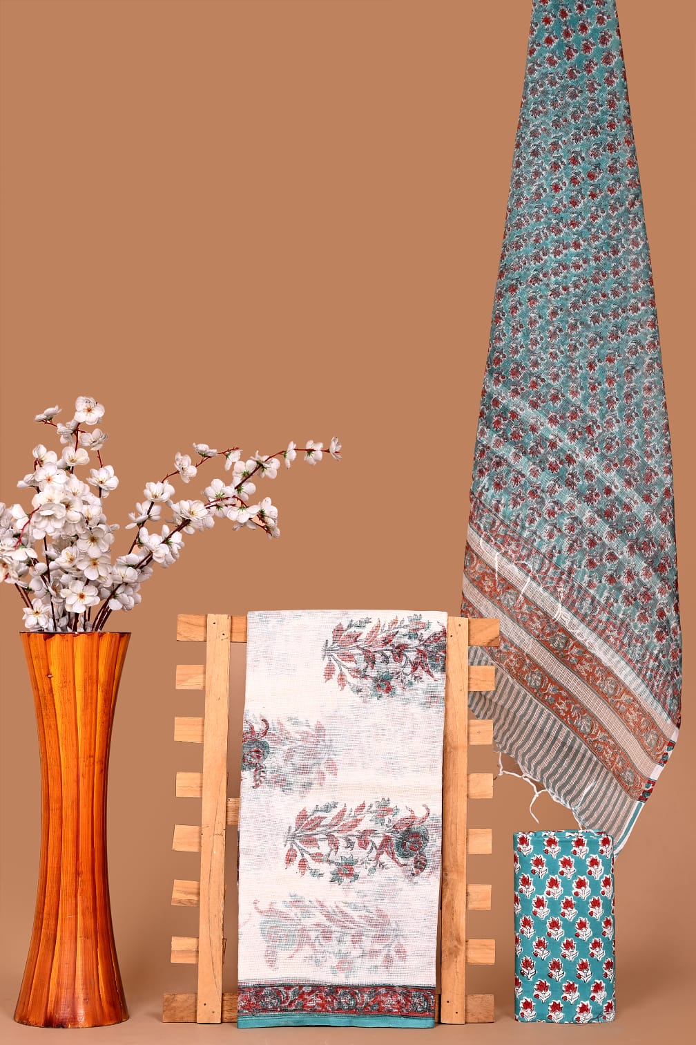 Rangritii Hand Block Printed Kota Cotton Dress Material Set – Multi Colour Collection