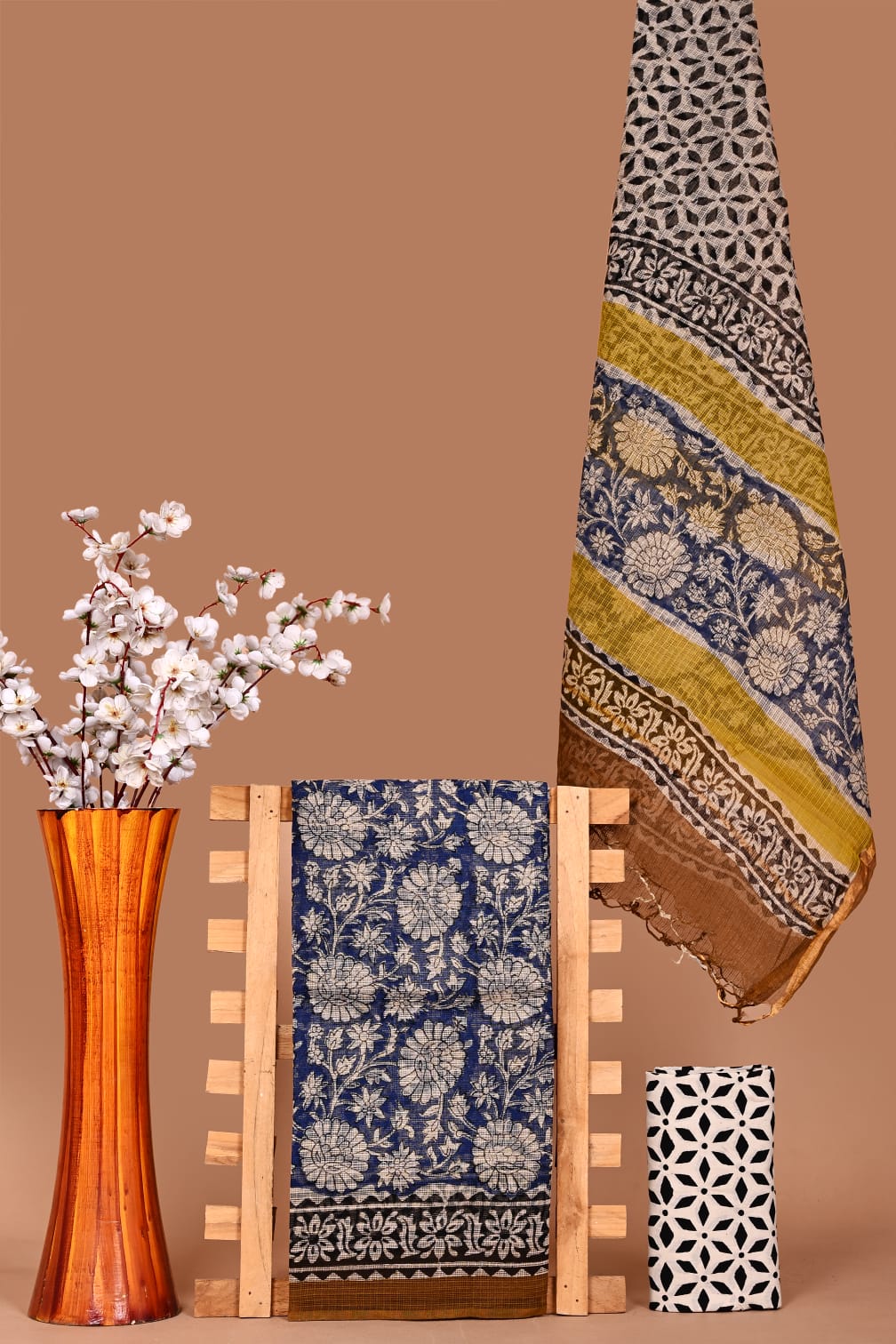 Rangritii Hand Block Printed Kota Cotton Dress Material Set – Multi Colour Collection