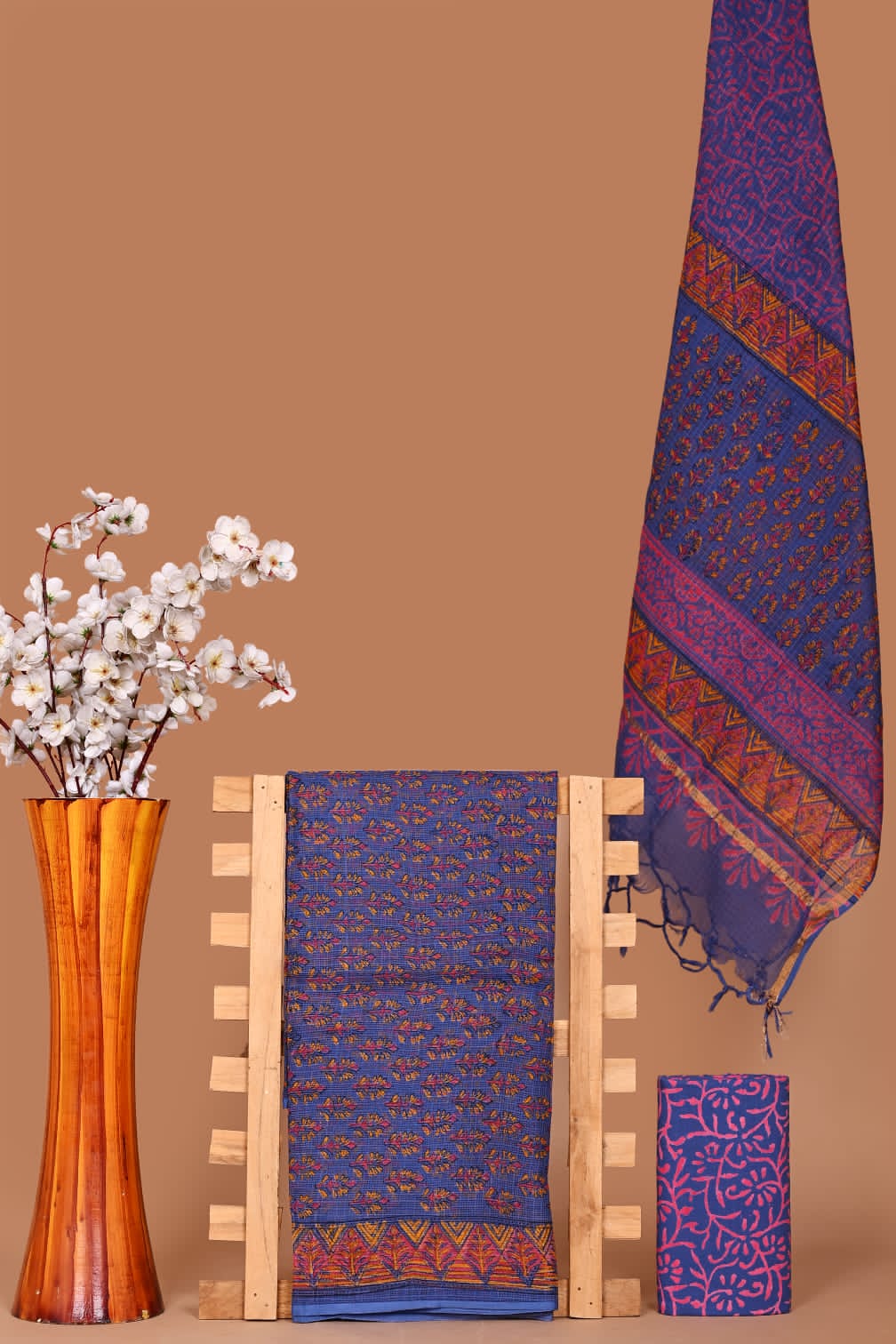 Rangritii Hand Block Printed Kota Cotton Dress Material Set – Multi Colour Collection
