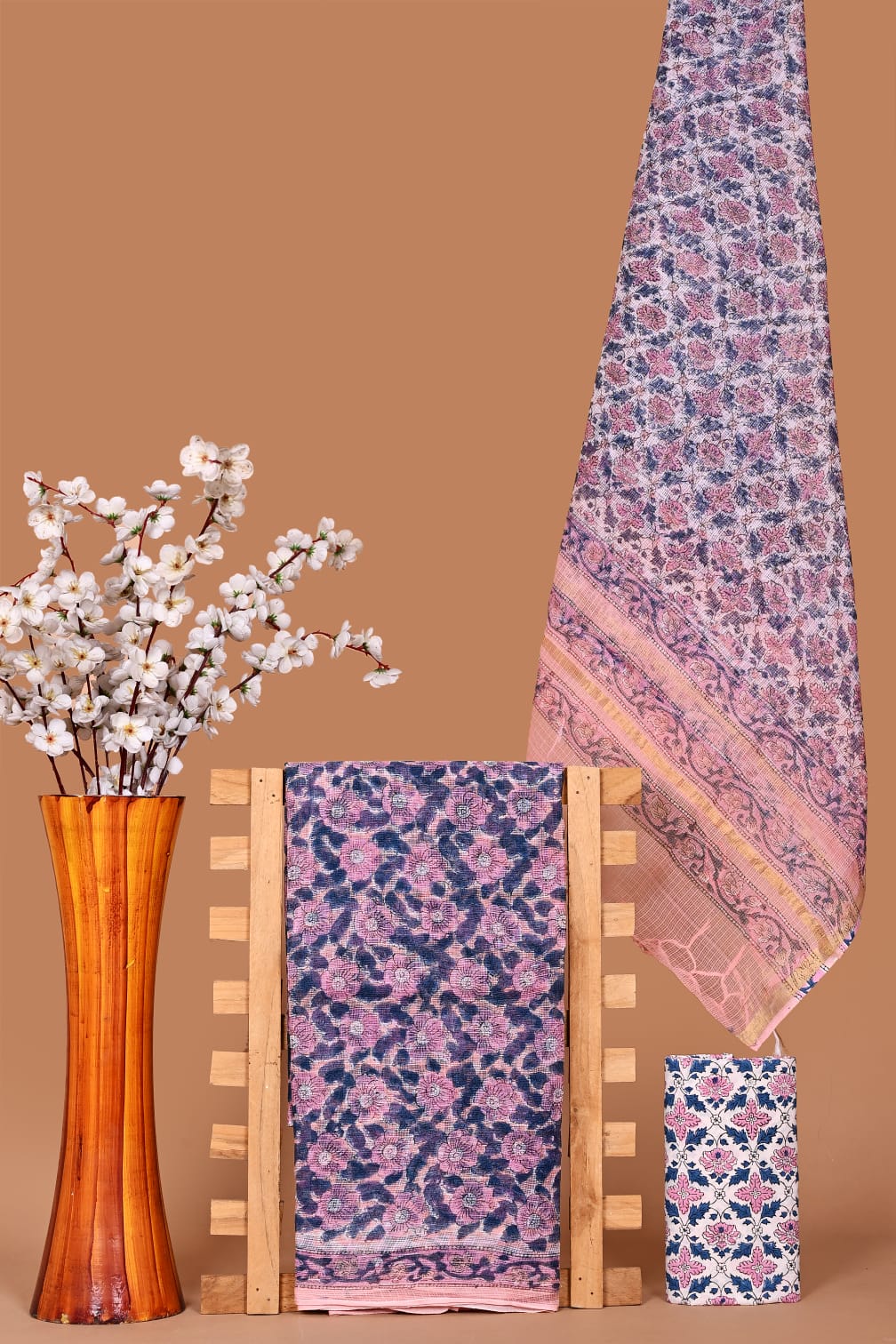 Rangritii Hand Block Printed Kota Cotton Dress Material Set – Multi Colour Collection