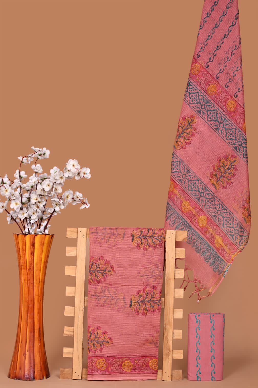 Rangritii Hand Block Printed Kota Cotton Dress Material Set – Multi Colour Collection