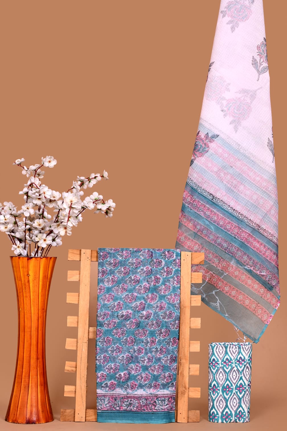 Rangritii Hand Block Printed Kota Cotton Dress Material Set – Multi Colour Collection