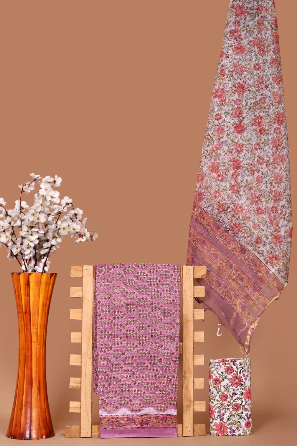 Rangritii Hand Block Printed Kota Cotton Dress Material Set – Multi Colour Collection