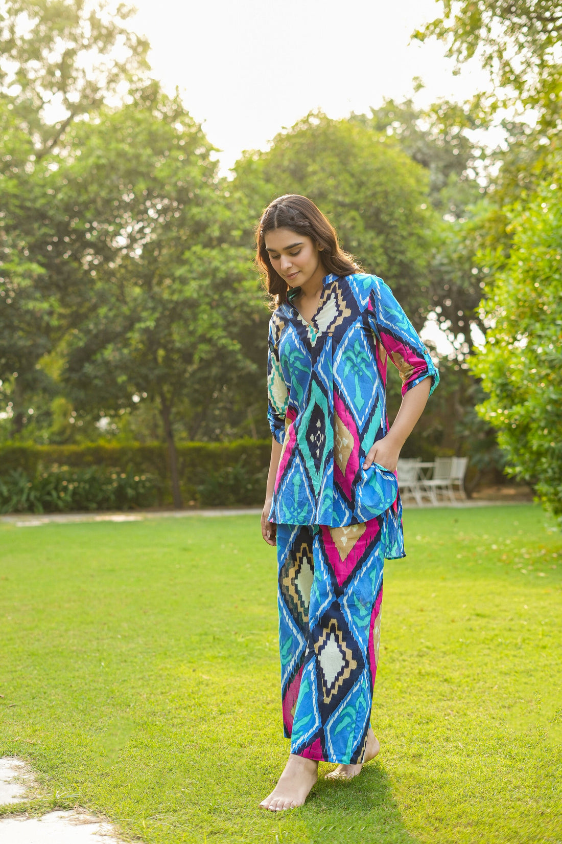 Grecian Geometric Cotton Co-ord Set