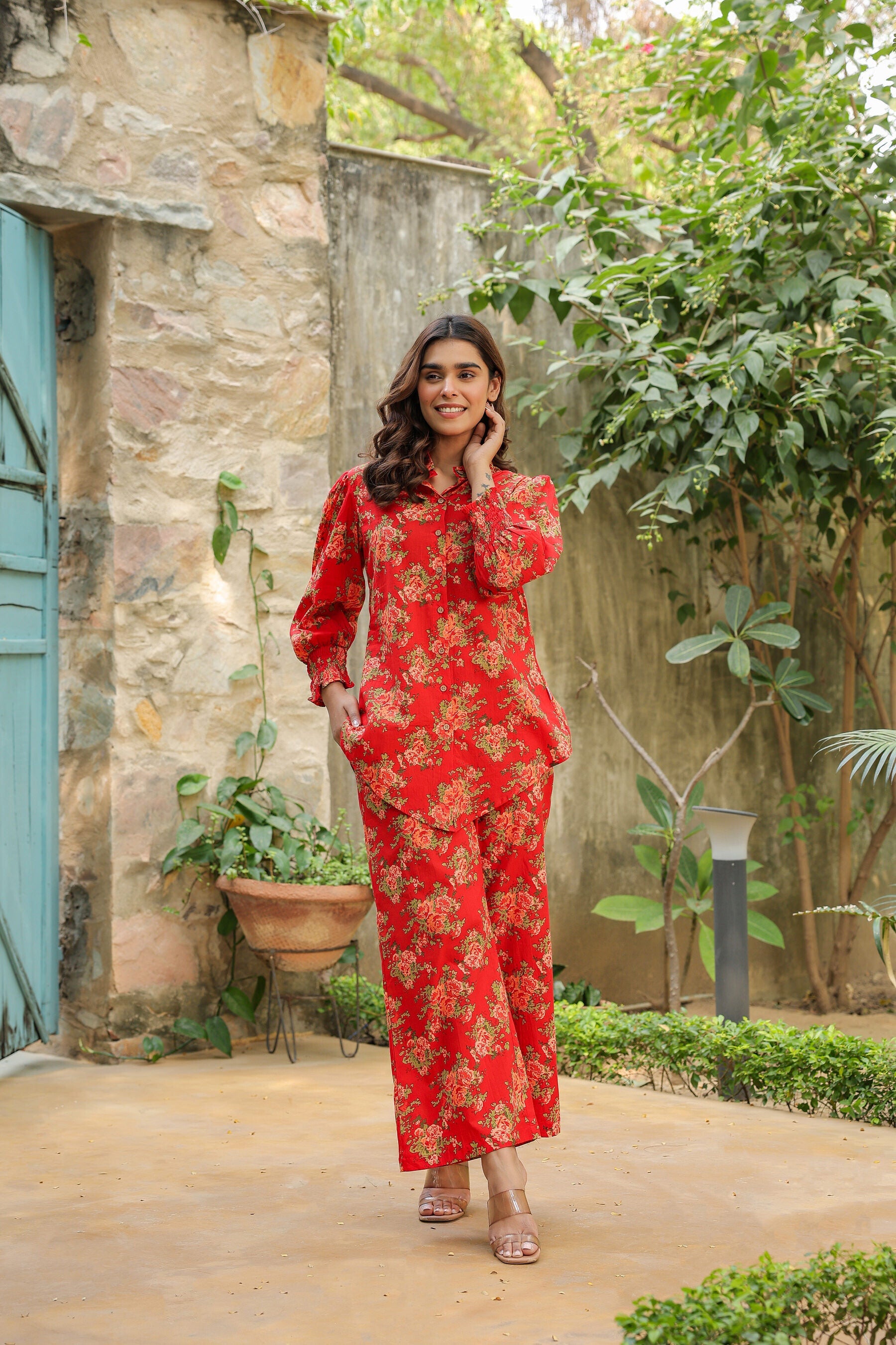 Red Rhapsody Cotton Co-ord Set