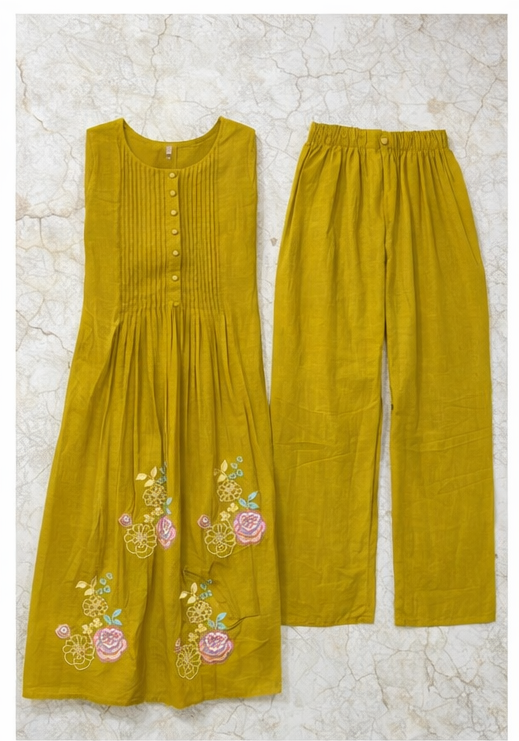 Pure Cotton A-Line Kurti with Palazzo – 2 Piece Ethnic Wear Set for Women