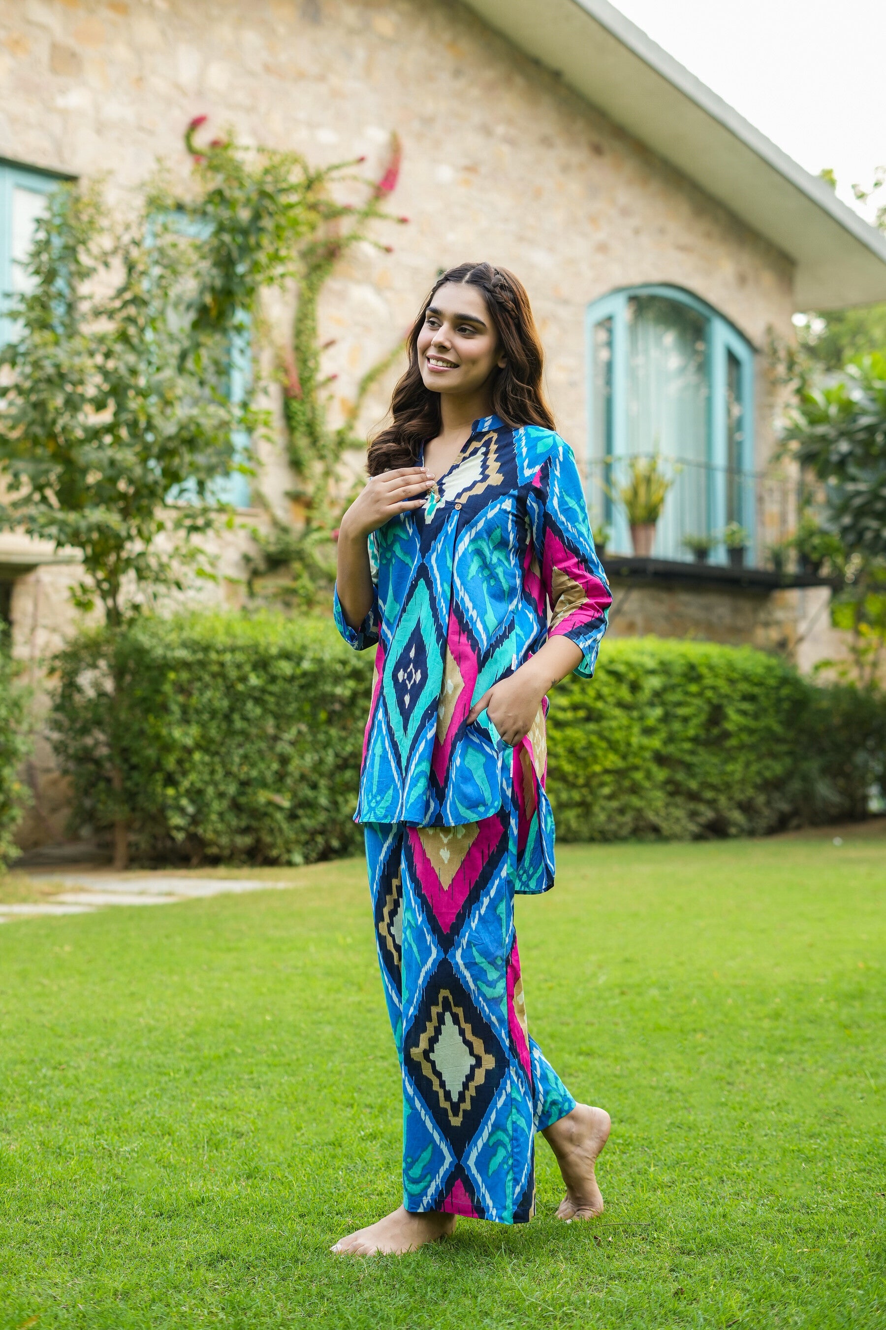 Grecian Geometric Cotton Co-ord Set