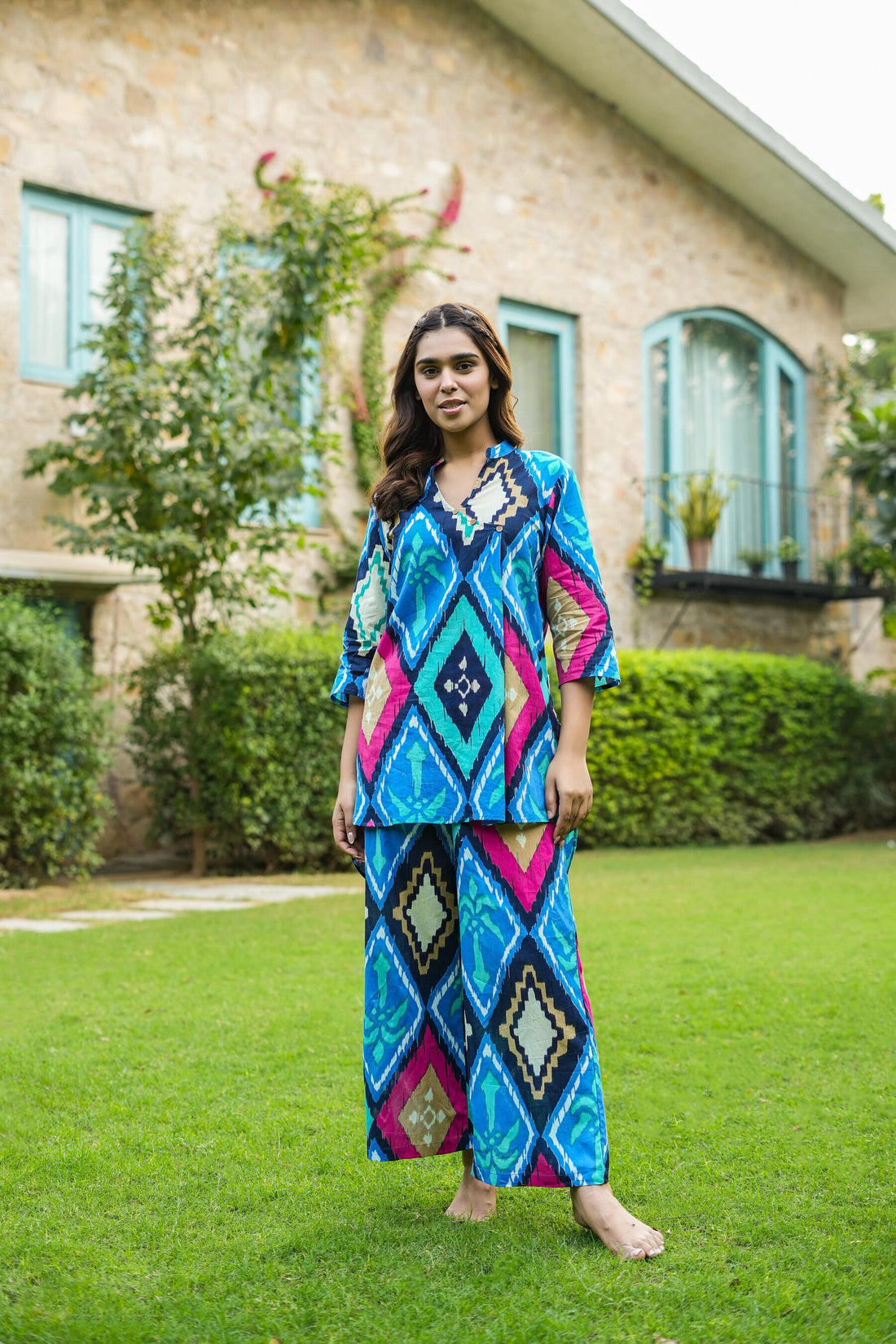 Grecian Geometric Cotton Co-ord Set