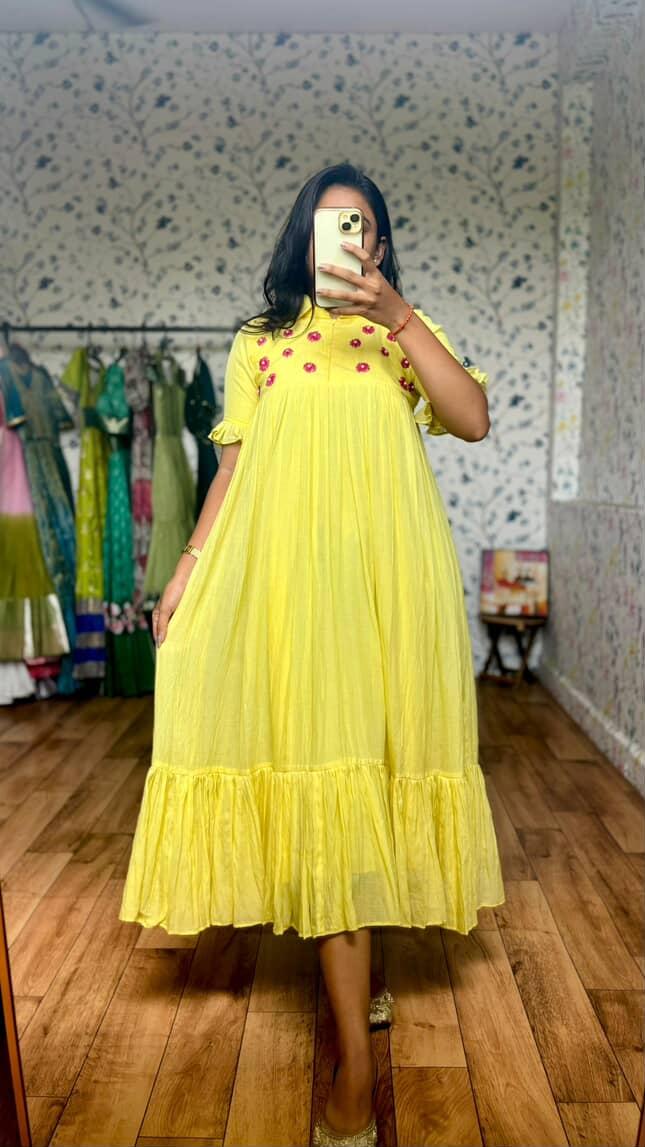 Mul Cotton  Pure Embroidery Crafted pure viscose Cafe Gowns