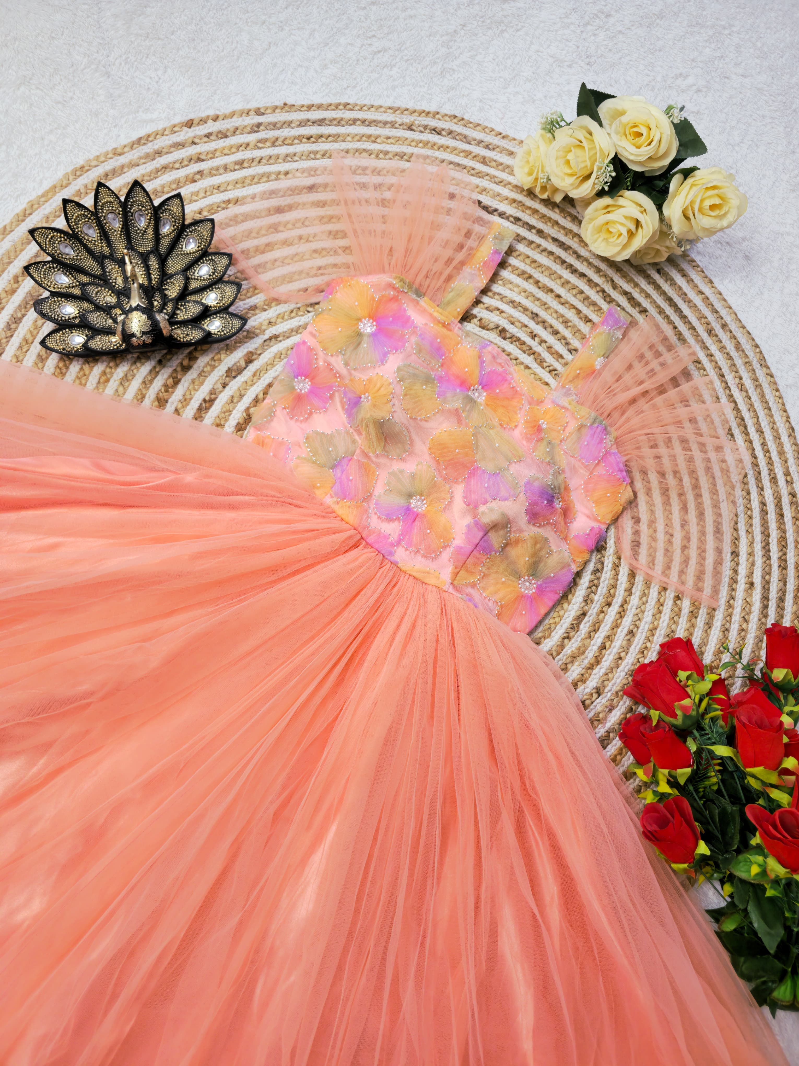 Cafe Gowns Premium soft net with designer work midi